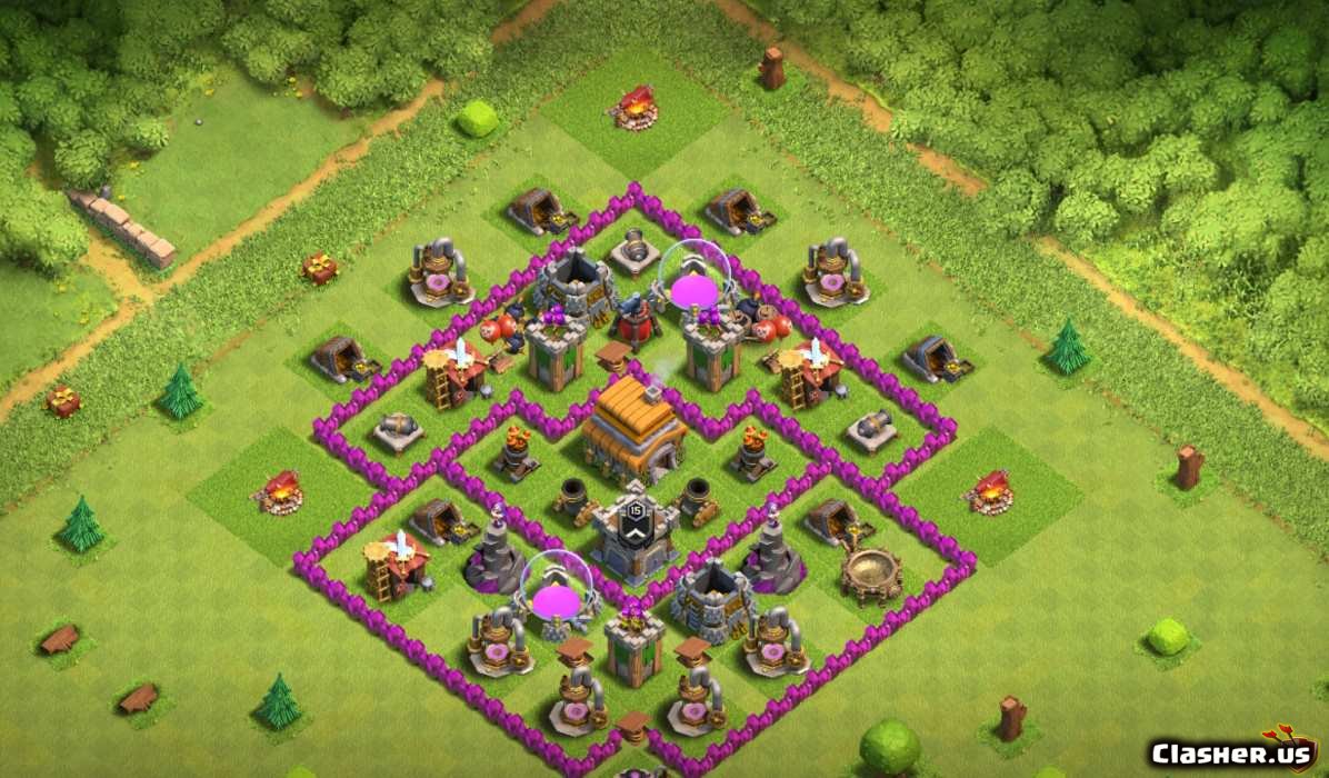 Th6 Design - Th6 Defensive Base Layout Design With Base Copy Link.