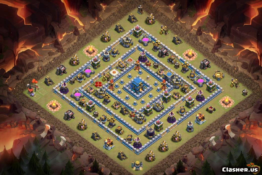 Copy Base Town Hall 12 TH12 War/ Trophy Base Anti 2 Star v18 With Link 8-20...