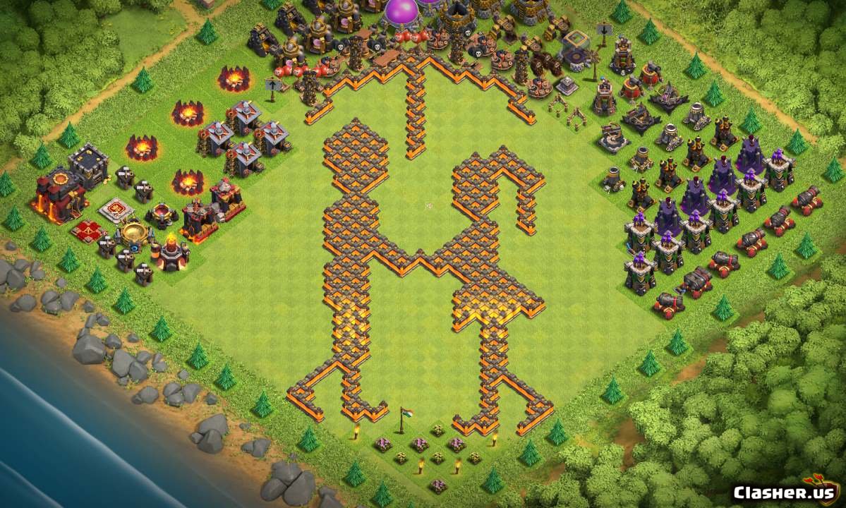 Th7 Funny Base Design - Some Funny Base Design For Th7 Clash Of Clan Helps.
