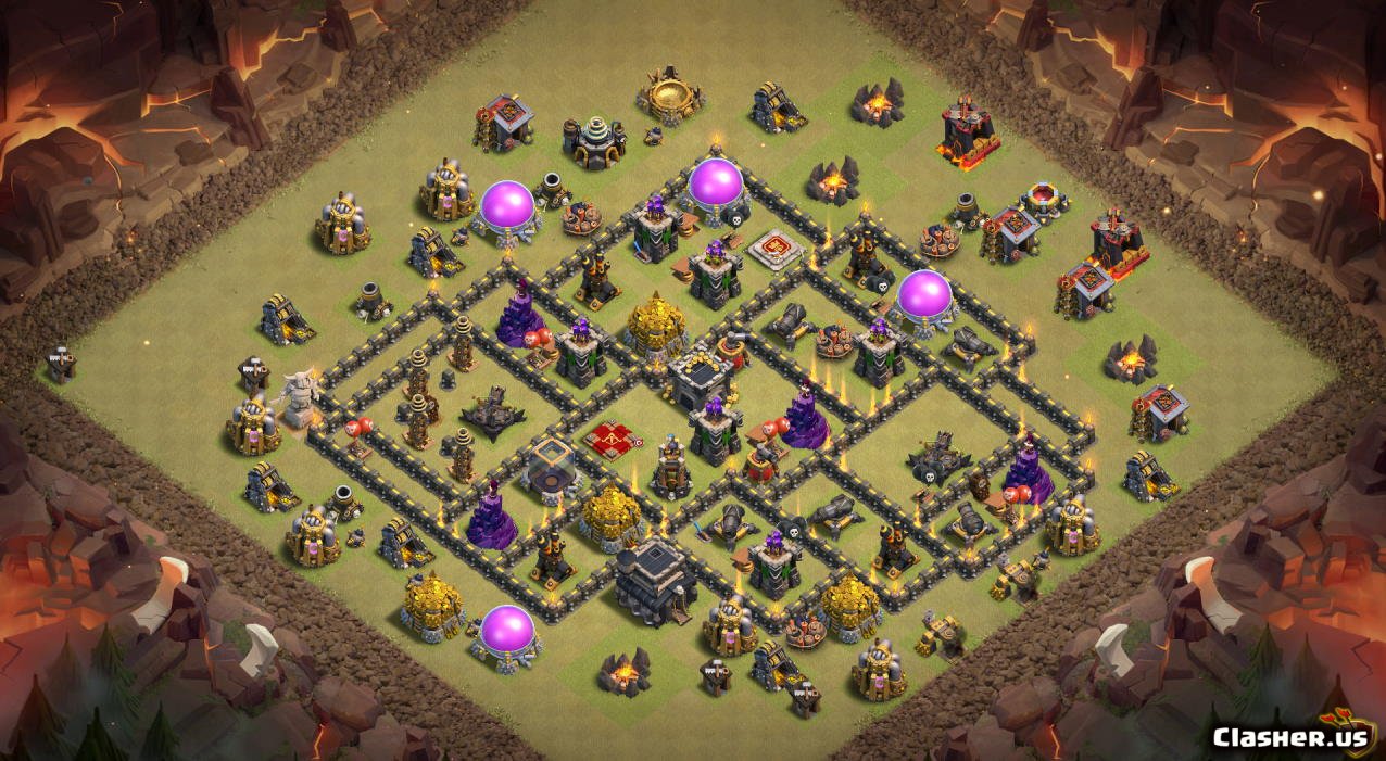 Th9 Hybrid Base Th 9 Anti Bintang 3 Th9 Trophy Base Layouts Top 1000 Clash Of Clans Tools This Base Is Designed To Work Against Any Army Carylb Faker