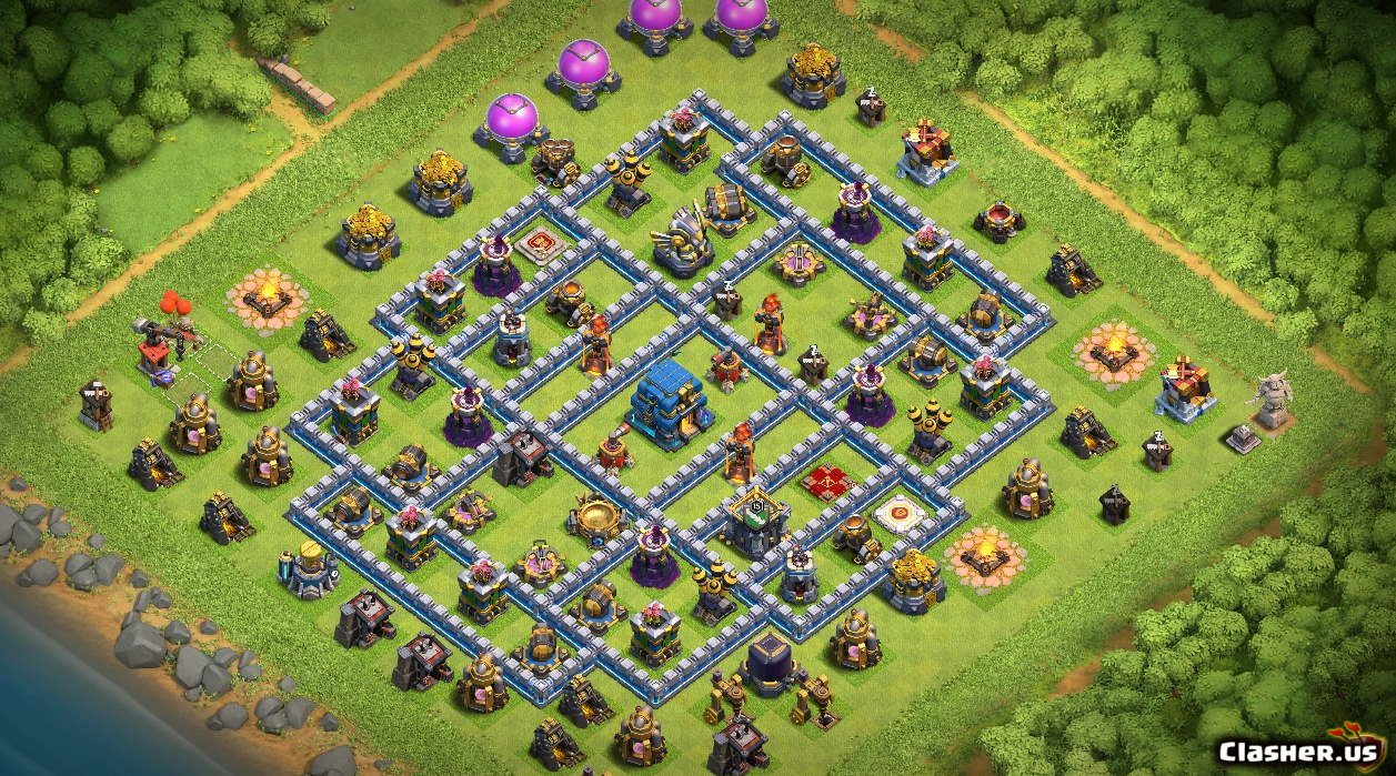 Copy Base Town Hall 12 TH12 War Trophy Base v314 - anti Wizard With Link 10...