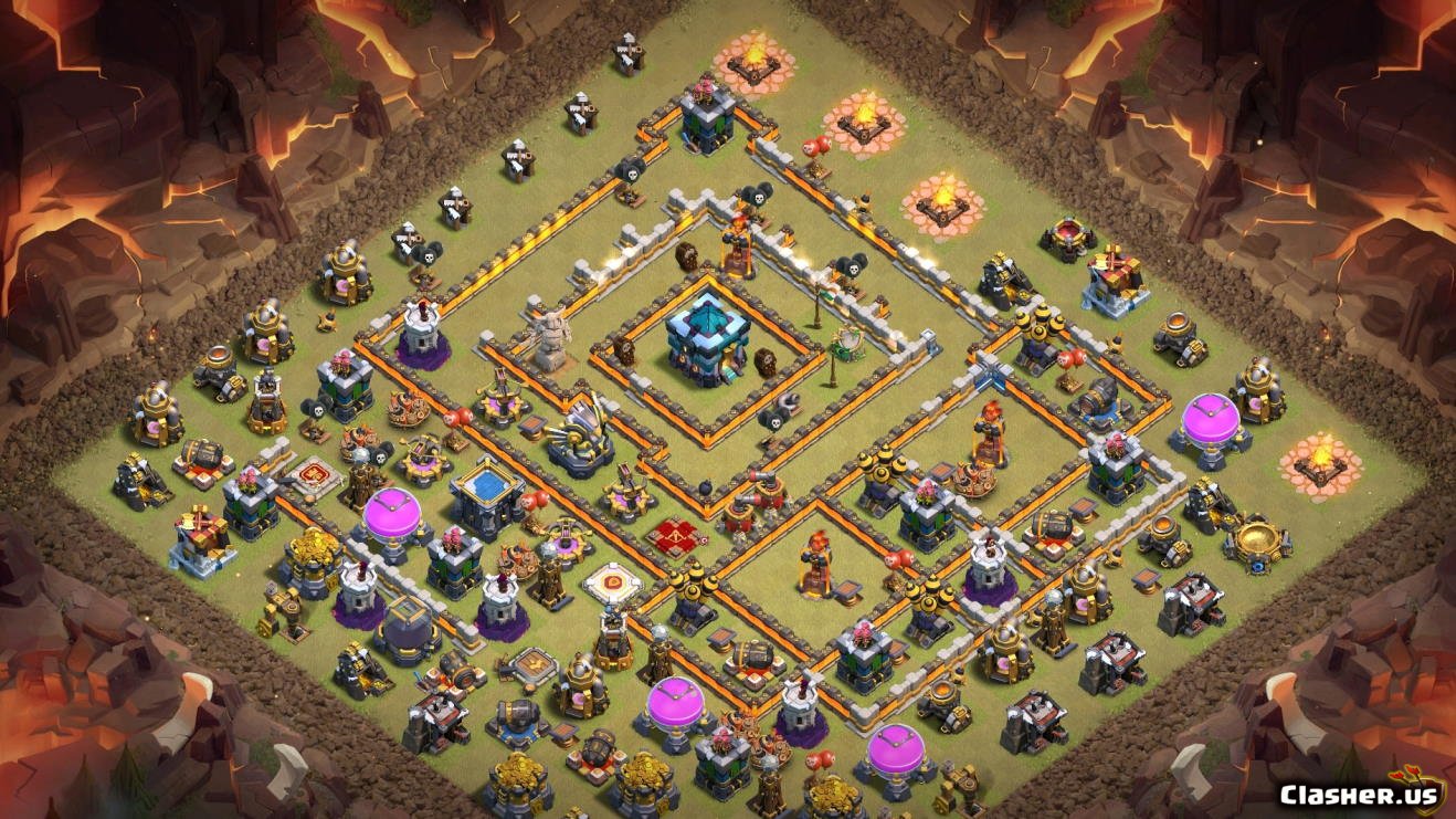 Copy Base Town Hall 13 TH13 War/Trophy base v48 - anti 3 stars With Link 11...