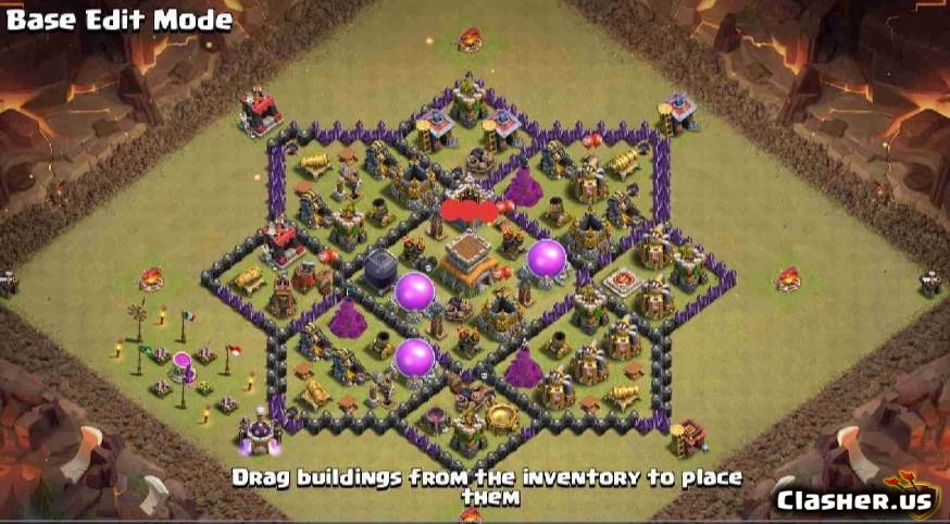 Town Hall 8 Th8 Hybrid War Farm Trophy Base 104 With Link 6 Hybrid Base Clash Of Clans Clasher Us